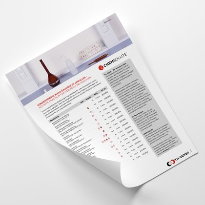 Chemsolute Produktübersicht mit Maßlösungen in Ampullen für analytische Untersuchungen