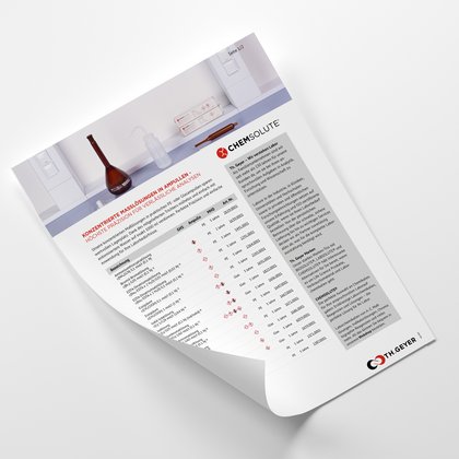 Chemsolute Produktübersicht mit Maßlösungen in Ampullen für analytische Untersuchungen