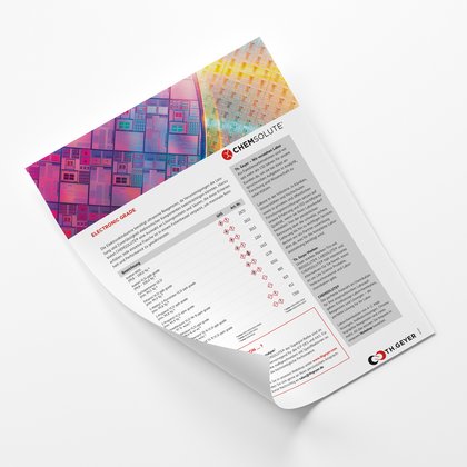 Flyer zu Chemsolute Electronic Grade Chemikalie – hochreine Lösung für Mikroelektronik und Halbleitertechnik