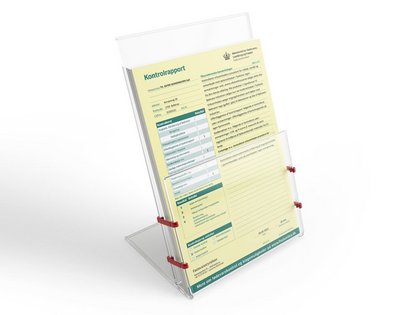 Display stand with a control report form for Denmark