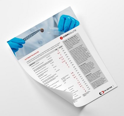 Der Flyer zur CHEMSOLUTE Futtermittelanalytik – Reagenzien für Labor und Qualitätskontrolle in der Futtermittelindustrie