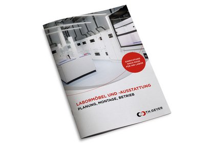 Broschüre zu modernen Labormöbeln von Th. Geyer – funktionale Einrichtungslösungen für Forschung, Industrie und Bildung