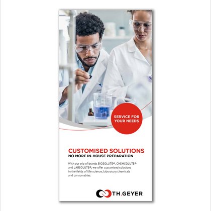 Cover of the English brochure containing all information about the services offered by Th. Geyer Customised Solutions