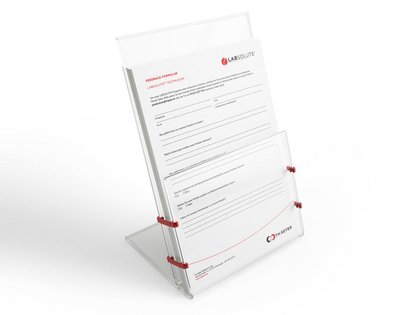 Der Aufsteller mit dem Labsolute Feedback-Formular