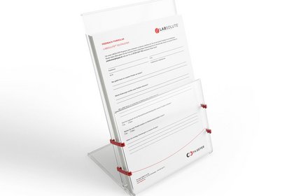 Der Aufsteller mit dem Labsolute Feedback-Formular