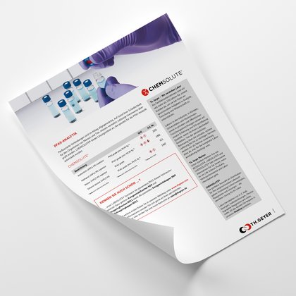 Flyer zu CHEMSOLUTE® & Labsolute® PFAS-Lösungen – Chemikalien für die Analyse von Per- und Polyfluoralkylsubstanzen im Labor