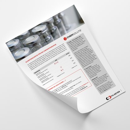 Flyer zu Th. Geyer Eluentenzusätzen – hochwertige Chemikalien für Chromatografie und analytische Anwendungen im Labor