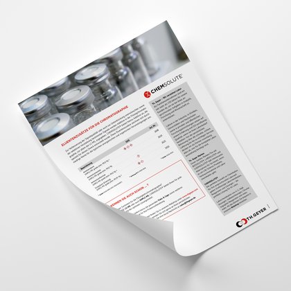 Flyer zu Th. Geyer Eluentenzusätzen – hochwertige Chemikalien für Chromatografie und analytische Anwendungen im Labor