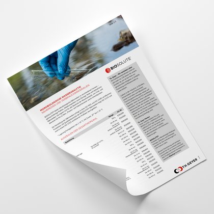 Th. Geyer Biosolute Anwendungsflyer – Lösungen für mikrobiologische Wasseranalytik in Labor und Forschung
