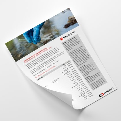 Th. Geyer Biosolute Anwendungsflyer – Lösungen für mikrobiologische Wasseranalytik in Labor und Forschung